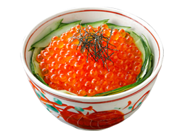 photo:Bowl of rice topped with salmon roe